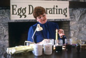 Sophia Moskaluk demonstrating Ukrainian egg decorating - White Springs, Florida