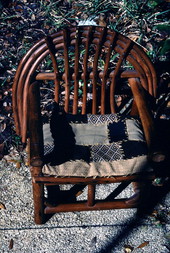 Chair made from cypress wood .