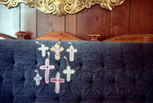 Display of tatted crosses .