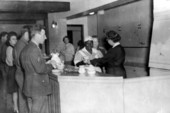 Food being served to servicemen at the Gainesville Recreation Dept.'s Service Center.