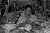 Alice Osceola making wiregrass baskets at the 1982 Florida Folk Festival in White Springs.