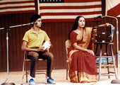 Jaya Radhakrishnan and her son Roger performing Indian music at the 1982 Florida Folk Festival - White Springs, Florida.