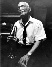 Portrait of New Orleans trumpet player Joseph Delacroix "De De" Pierce