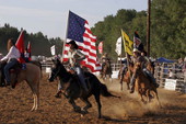 Grand entry during rodeo at Williston Horseman's Park.