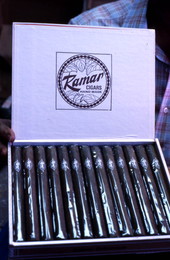 An open box of handmade Ramar Cigars in Little Havana - Miami, Florida.