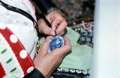 Egg painting demonstration at the Florida State Fair - Tampa, Florida.