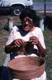 Basket maker Ella Mae Huffman and basket : b Gainesville, Florida