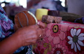 Alice Osceola making a Seminole coil basket - Hollywood Reservation, Florida