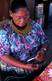 Alice Osceola making a Seminole coil basket - Hollywood Reservation, Florida