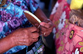 Alice Osceola making a Seminole coil basket - Hollywood Reservation, Florida