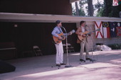 Gamble Rogers (R) and Bob Pavitt performing at 1985 Florida Folk Festival- White Springs, Florida