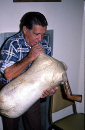 Nikitas Tsimouris playing a tsambouna - Tarpon Springs, Florida.