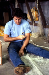 Net maker Joe Floyd in his shop - Jacksonville, Florida.