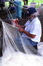 Costa Buzier making a net - White Springs, Florida