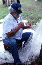 Costa Buzier making a net - White Springs, Florida