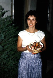 Jomarie Monsorno holding a basket of Ukrainian Easter eggs she made - Jacksonville, Florida