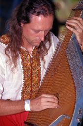 Yarko Antonevych, of Miami, playing the Ukrainian bandura at the 1995 Florida Folk Festival in White Springs.