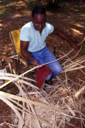 Alphonso Jennings, white oak basket maker from Lamont, at the 1995 Florida Folk Festival in White Springs.