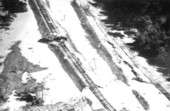 Aerial view of Seaboard Air Line Railroad and flood damage.