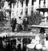 Governor Bloxham and unidentified couple on the capitol grounds - Tallahassee, Florida.