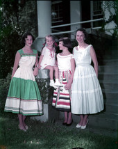 Florida's first lady Mrs. LeRoy Collins and her daughters pose at steps of "The Grove" - Tallahassee, Florida.