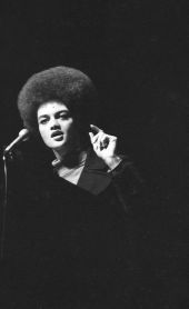 Civil Rights leader Kathleen Cleaver delivering a speech in Ruby Diamond Auditorium at FSU - Tallahassee, Florida.