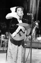 View showing Sonia Malkine performing at the 1970 Florida Folk Festival - White Springs, Florida.