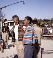 Director Nicholas Ray, left, with actor Cory Osceola during the filming of the movie "Wind Across the Everglades".