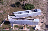 Aerial view of landing craft on the grounds of the Navy UDT-SEAL Museum in Fort Pierce.