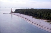 Aerial view of the Cape Florida Lighthouse at Key Biscayne.
