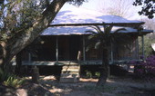 Close-up view showing porch at the Edgar Langford Jr. farmhouse in Newberry.