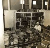 President Hedwig Michel in the Koreshan Unity library in Estero, Florida.