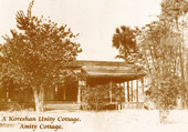 Postcard showing a Koreshan Unity cottage - "Amity cottage".
