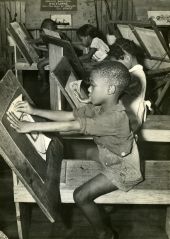 African American children drawing at a WPA art center.