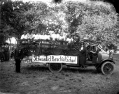 St. Benedict Catholic School parade float - Saint Augustine, Florida.