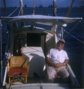 Captain Bill with his charter boat in Miami.