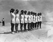 Young campers saluting at the FERA camp for unemployed women - Anastasia Island, Florida