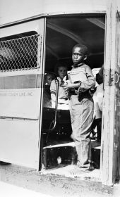 African American school children on bus - Dade County, Florida