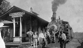 Atlantic Coast Line engine seventeen at Homosassa railroad station.
