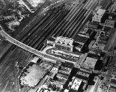 Aerial view of Union Station and yards.
