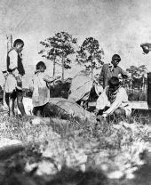 Seminoles with a killed manatee - Florida