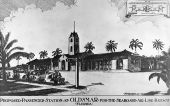 Architectural rendering of proposed railroad depot - Oldsmar, Florida.