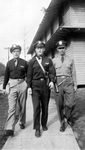 Pilots on the walk beside the barracks