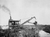 American Railroad Ditcher at work during the building of the Moore Haven and Clewiston Railway
