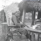 Black Seminole Indian, sitting in a wheelchair - Charlie Dixie Camp, Florida