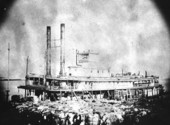 Steamship docked and waiting to be loaded with cotton and other goods - Apalachicola, Florida.