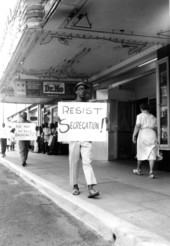 Demonstration in front of the State Theatre in Tallahassee.