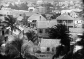 Bird's eye view overlooking various buildings in downtown Key West.