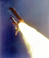 Space Shuttle Challenger seconds before the accident