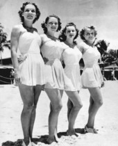 Strapless bathing suits making their debut - Miami Beach, Florida.